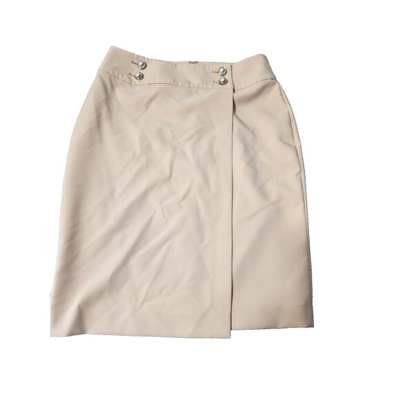 Calvin Klein Beige Pencil Skirt Size 2 | Faux Wrap Front | Office Career Wear - Picture 1 of 10